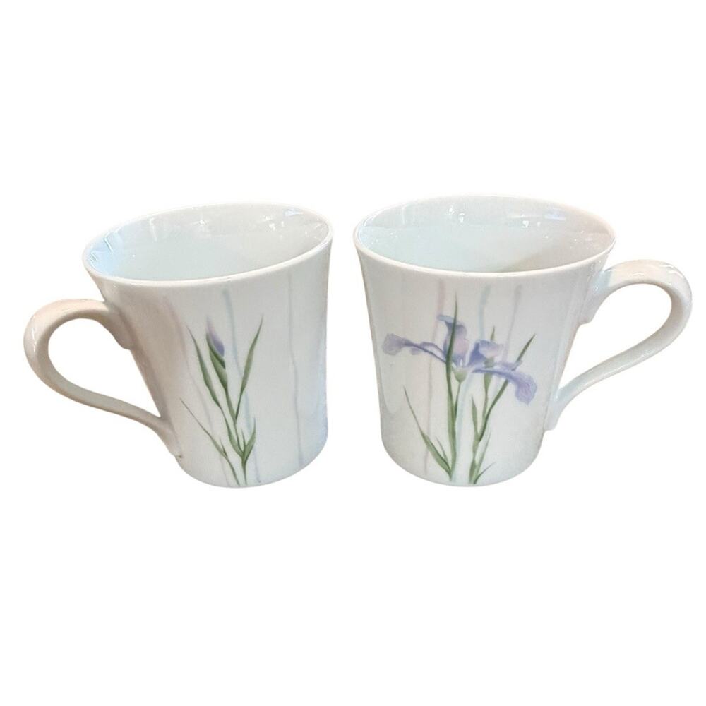 VTG Corning Ware Shadow Iris 8oz Coffee Mug Tea Cup Set of 2 Made in USA
